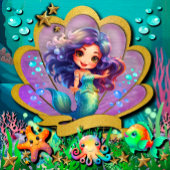 Onder het Zee & Zeemeermin Verjaardagsmeisjesfeest Ronde Button 7,6 Cm