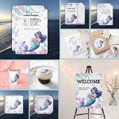 Schattigee Zeemeermin Onder het Zee Waterverf Baby Informatiekaartje