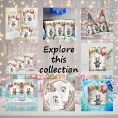 Schattige muis met kleurrijke ballonnen, aangepast kaart