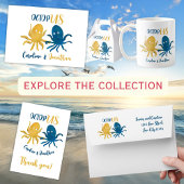 Cute Navy en gouden octopus oceanische bruiloft Folie Uitnodiging