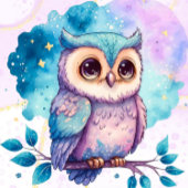 Cute Owl Waterverf Splash Girl Baby shower Bedankdoosjes