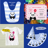 Leuke 1e verjaardag panda voeg naam blauw toe kaart