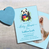 Cute Panda Baby shower Modern Light Blue Sweet Kaart