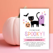 Schattigee zwarte kat pastel halloween spooky verj kaart