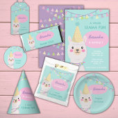 Schattigee pastel lama feestuitnodiging vierkante sticker