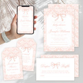 Schattige roze strik lint baby shower luier loteri informatiekaartje