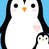 Cute Penguin Baby shower Blue Boy Satijnen Lint