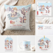 Prettige feestdagen Leuke pinguïns spelen in de sn Koffiemok