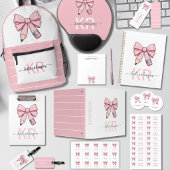 Cute Pastel Roze Mooie School Potlood Boog Bedrukte Rugzak