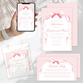 Schattige roze strik lint boho baby meisje douche kaart