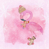 Cute Pink Kerstwinter Flamingo Bird Feestdagenkaart