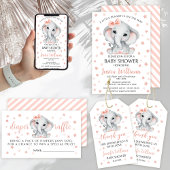 Leuke olifant baby meisje douche retour adres etiket