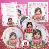 Meisje Bloemen Roze Baby shower | Oma te zijn Ronde Button 5,7 Cm