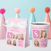 Happy Birthday Girl Cute Custom Photo Pink Party Papieren Bekers