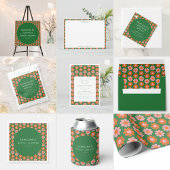 Retro Roze Groene Bloemen Schattige Vrijgezellenfe Bedankkaart