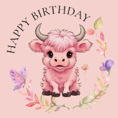 Fluffy Pink Highlands Schotse Koe Magneet