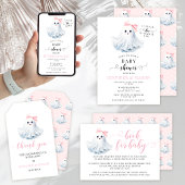 Roze Little Boo Baby shower opvouwbaar Dank u Kaart