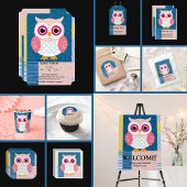 Schattigee Roze Uil Geslacht Neutraal Woodland Bab Bedankkaart