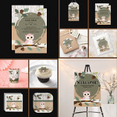 Schattige Pink Owl Woodland Forest Baby shower Bedankkaart