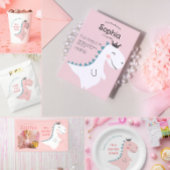 Fun Girly Pink Blauwgroen Dinosaur Birthday Party Bedankzakje