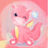 Cute Pink and Yellow Dinosaur Girl Baby shower Kaart