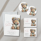 Schattig Grijs Geruit Teddy Bloemendank Je Ronde Sticker