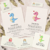 Preggosaurus Cute Dinosaur Baby shower Bedankkaart