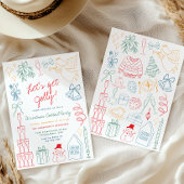 Cute Colorful Christmas Hand Drawn Doodle Pattern Schort