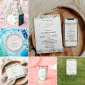 Schattige Retro Bloem Bruiloft Feest Papieren Bekers