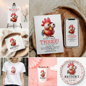 Schattigee Haan Karikaturen 3e Verjaardagsfeest T-shirt