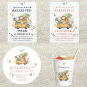 Leuke Roze Meisjes Oerwoud Safari Verjaardag Papieren Bordje