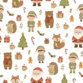 Hand Drawn Christmas Woodland Wrapping Paper Roll Cadeaupapier