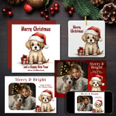 Gepersonaliseerde Schattigee Santa Puppy Dog 1e Ke Keramisch Ornament