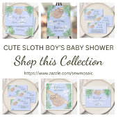 Kute Blue Baby Boy Sloth Shower Return Address Etiket