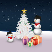 Cute Snowmen met kerstboom Satijnen Lint