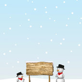 Cute Snowmen met Sign - Birthday Uitnodiging