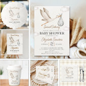 Neutral Stork Baby Shower – Sky with White Stork Kaart