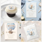 Blue Teddy Bear Sterren Baby shower Ronde Button 3,2 Cm
