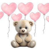 Teddy Bear Pink Balloons Meisje dat mam wordt Ronde Button 3,2 Cm