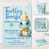 Schattigee waterverf Turtle Kids Verjaardag Papieren Bordje