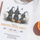 Schattigee Waterverf Witchy Cats Pompoen Halloween Etiket