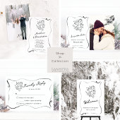 Whimsical Hand Getrokken Cupido Ski Fotobruiloft Kaart