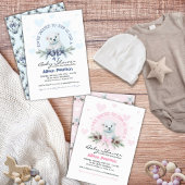 Roze Polar Beer Cub Meisje Harten Winter Baby show Ronde Sticker