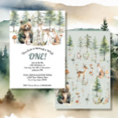 Wild One Woodland Forest Beer Herten 1e verjaardag Reclamebord Met Voetstuk