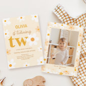 geel en wit madeliefje 2e verjaardag meisje ronde sticker