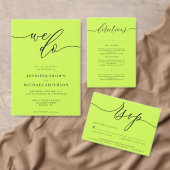 Cyber Lime Jet Black Simple Wedding Directions Informatiekaartje (Personaliseer de collectie van deze zelfstandige maker.)