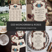 D20 Monogram Rozen RPG Trouw Bar Menu Spandoek