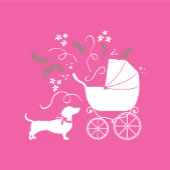 Dachshund Wiener Dog Baby shower Pink Girl Etiket