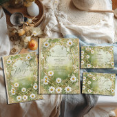Daisies Art Nouveau Ivoor Green Wedding Save The Date
