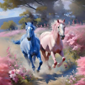 Roze filly & Blue Colt Western Stijl Geslacht Kaart